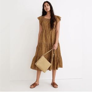 Madewell Ruffle-Sleeve Tiered Midi Dress in
Daisy Stitch